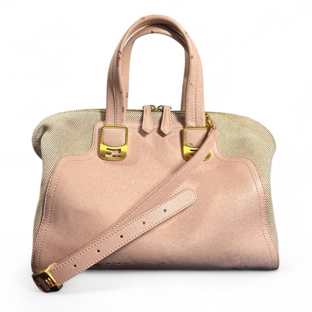 Fendi Chameleon Large Tote Pink Leather Canvas Crossbody Bag Entrupy Authentic